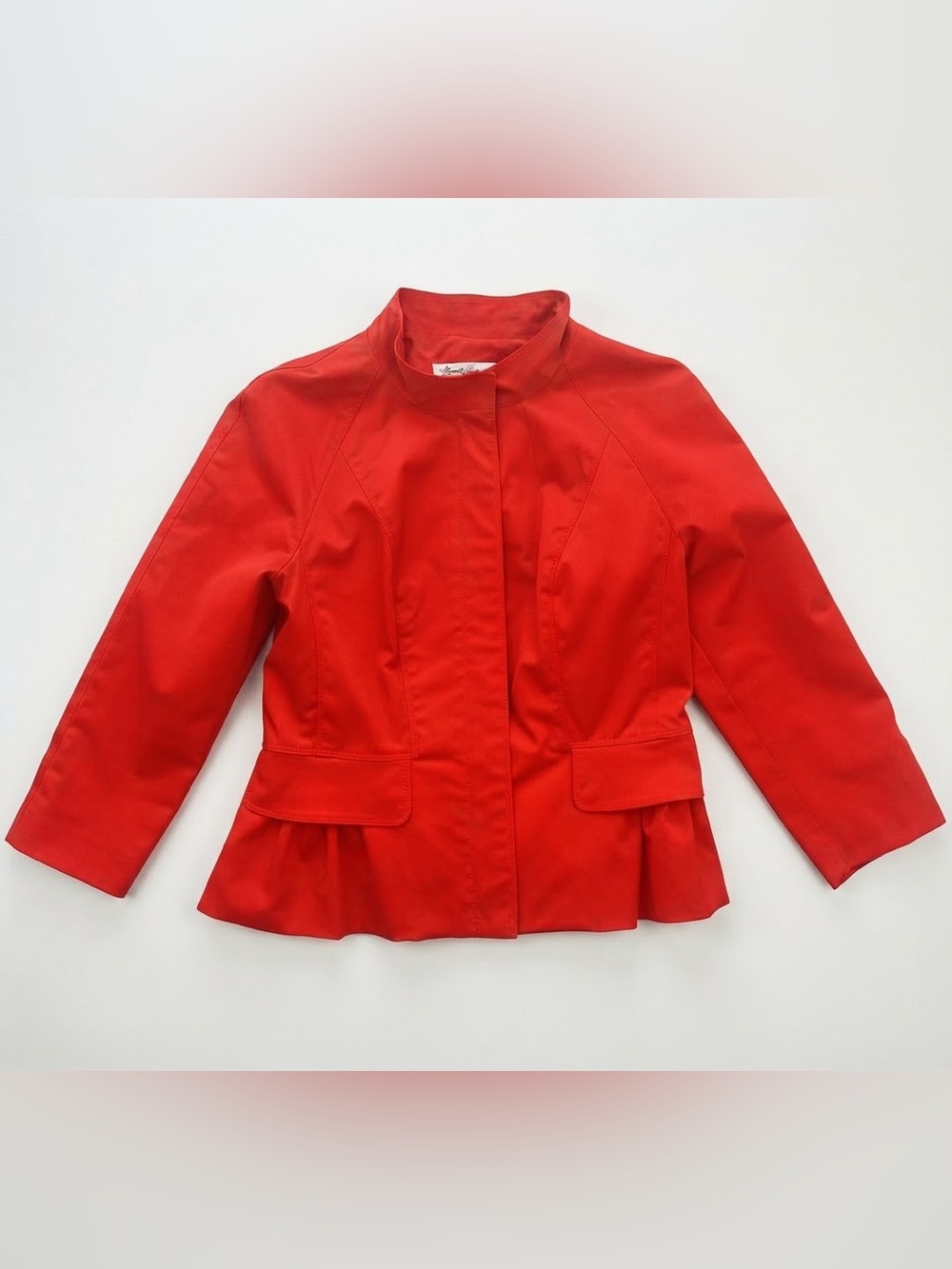 Kenneth Cole New York Red Peplum Jacket Size 2 Zip Blazer